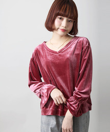 WEGO/2WAYフレアスリーブベロアカットソー