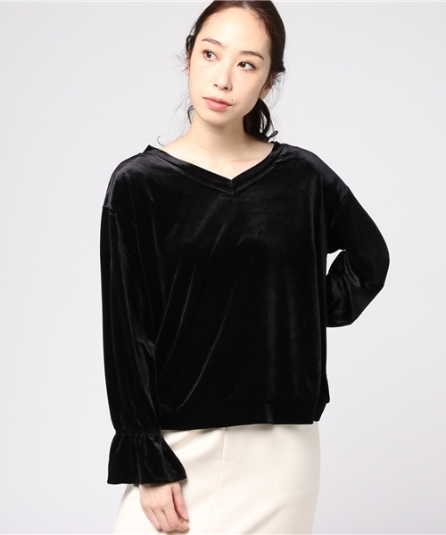 WEGO（ウィゴー）の「WEGO/2WAYフレアスリーブベロアカットソー（Tシャツ/カットソー・レディース・ピンク/ブラック・FREE）」の11枚目の写真