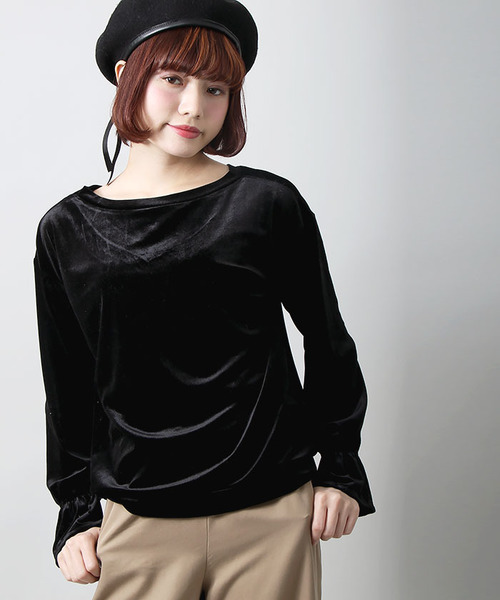 WEGO（ウィゴー）の「WEGO/2WAYフレアスリーブベロアカットソー（Tシャツ/カットソー・レディース・ピンク/ブラック・FREE）」の14枚目の写真