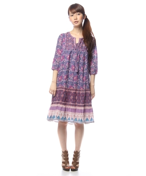 Another Edition（アナザーエディション）の「AE FLW BORD エスニックOP（ワンピース・レディース・ライラック/ピンク/コバルトブルー・フリー）」の3枚目の写真