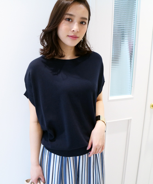 N.（N. Natural Beauty Basic）（エヌエヌナチュラルビューティーベーシック）の「ハイツイストコットンモダールニット（ニット/セーター・レディース・ブルー/ピンク/ホワイト/ベージュ/ネイビー・MEDIUM）」の4枚目の写真