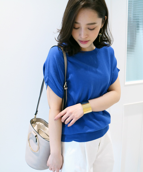 N.（N. Natural Beauty Basic）（エヌエヌナチュラルビューティーベーシック）の「ハイツイストコットンモダールニット（ニット/セーター・レディース・ブルー/ピンク/ホワイト/ベージュ/ネイビー・MEDIUM）」の5枚目の写真