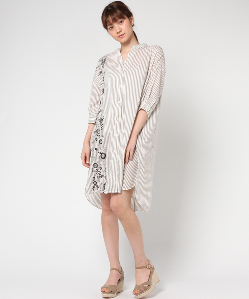 LBC(エルビーシー)の「刺繍ストライプワンピース (ワンピース・レディース・ブルー/ブラック/ホワイト・MEDIUM/LARGE)」の7枚目の写真