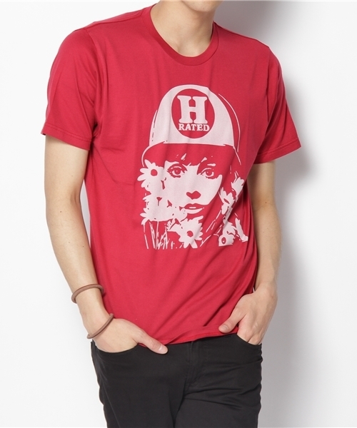 HYSTERIC GLAMOUR（ヒステリックグラマー）の「FLOWER GIRL pt T-SH（Tシャツ/カットソー・メンズ・レッド/ネイビー/ブラック・SMALL/MEDIUM/LARGE）」の3枚目の写真
