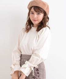 MAJESTIC LEGON | 袖口リボン異素材プルオーバー(Tシャツ/カットソー)