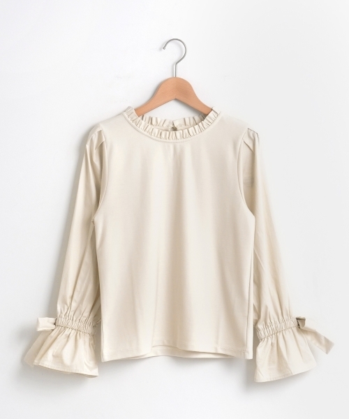 MAJESTIC LEGON（マジェスティックレゴン）の「【WEB限定価格】袖口リボン異素材プルオーバー（Tシャツ/カットソー・レディース・ダークグリーン/アイボリー/ボルドー/ブラック・MEDIUM）」の9枚目の写真