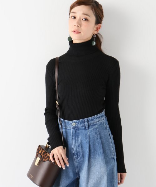 SLOBE IENA スローブイエナ　ノルディック　ウール　ニット　オフショル セール】12G ウォッシャブルウール リブタートル◇（ニット
