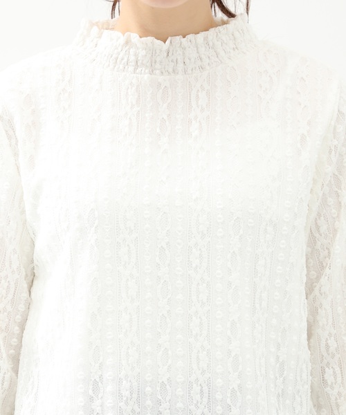 Honeys（ハニーズ）の「総レースハイネックプルオーバー（Tシャツ/カットソー・レディース・ブラック/サックスブルー/アイボリー/ラベンダー・L/M/S）」の14枚目の写真