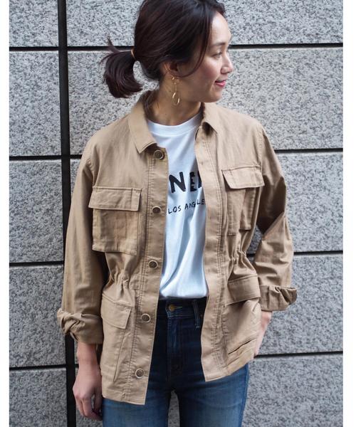 Jewel Changes（ジュエルチェンジズ）の「【WEB限定】JC コットン/麻 4ポケットジャケット / サファリジャケット（ミリタリージャケット・レディース・ベージュ/ナチュラル・ﾌﾘ-）」の21枚目の写真