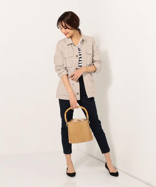 Jewel Changes（ジュエルチェンジズ）の「【WEB限定】JC コットン/麻 4ポケットジャケット / サファリジャケット（ミリタリージャケット・レディース・ベージュ/ナチュラル・ﾌﾘ-）」の13枚目の写真