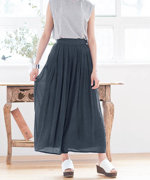 Pierrot（ピエロ）の「楊柳スラブワイドパンツ/リネンワイドパンツ（その他パンツ・レディース・ブラック/モカ/グレイッシュベージュ/カーキ/ネイビー/マスタード・M/L）」の5枚目の写真