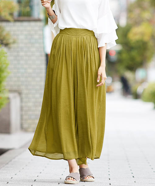 Pierrot（ピエロ）の「楊柳スラブワイドパンツ/リネンワイドパンツ（その他パンツ・レディース・ブラック/モカ/グレイッシュベージュ/カーキ/ネイビー/マスタード・M/L）」の6枚目の写真