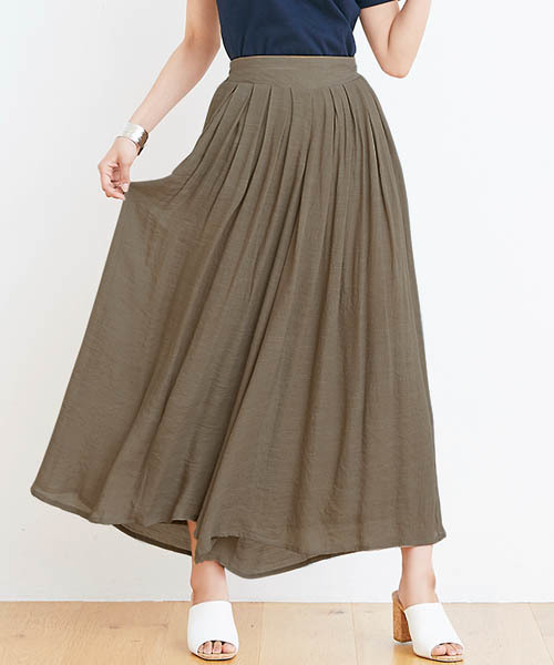 Pierrot（ピエロ）の「楊柳スラブワイドパンツ/リネンワイドパンツ（その他パンツ・レディース・ブラック/モカ/グレイッシュベージュ/カーキ/ネイビー/マスタード・M/L）」の2枚目の写真