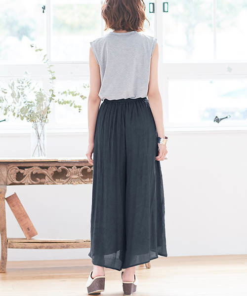 Pierrot（ピエロ）の「楊柳スラブワイドパンツ/リネンワイドパンツ（その他パンツ・レディース・ブラック/モカ/グレイッシュベージュ/カーキ/ネイビー/マスタード・M/L）」の13枚目の写真