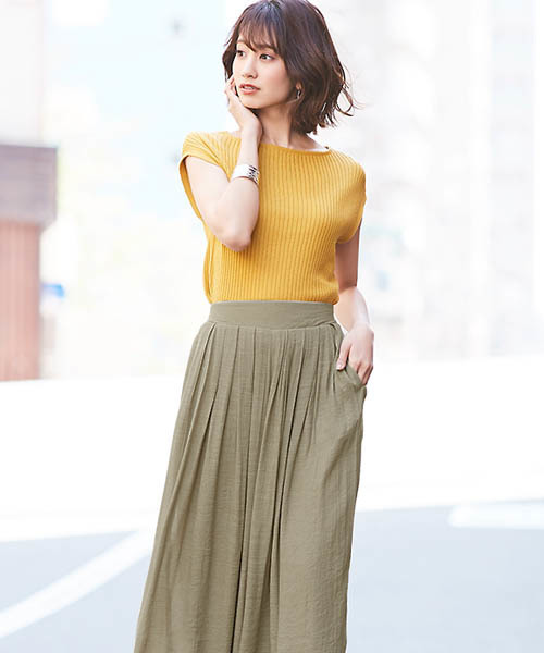 Pierrot（ピエロ）の「楊柳スラブワイドパンツ/リネンワイドパンツ（その他パンツ・レディース・ブラック/モカ/グレイッシュベージュ/カーキ/ネイビー/マスタード・M/L）」の17枚目の写真