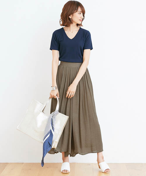 Pierrot（ピエロ）の「楊柳スラブワイドパンツ/リネンワイドパンツ（その他パンツ・レディース・ブラック/モカ/グレイッシュベージュ/カーキ/ネイビー/マスタード・M/L）」の18枚目の写真