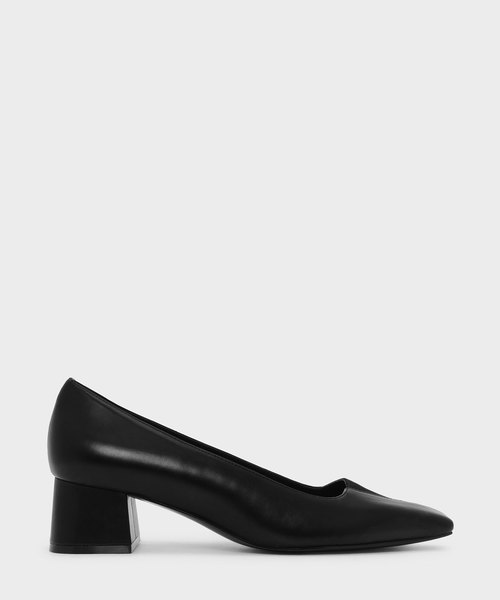CHARLES & KEITH(チャールズ & キース)の「トラペーズヒールパンプス / TRAPEZE HEEL PUMPS(パンプス・レディース・ブラック/ブルー・22.5cm/23cm/23.5cm/24.5cm/25cm)」の1枚目の写真