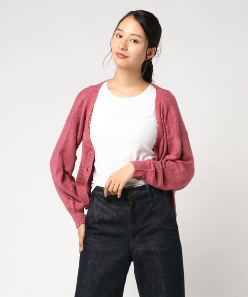 archives（アルシーヴ）の「フェザーVネックカーディガン（ニット/セーター・レディース・ブラック/ベージュ/グレー/オフホワイト/ピンク・MEDIUM）」の5枚目の写真