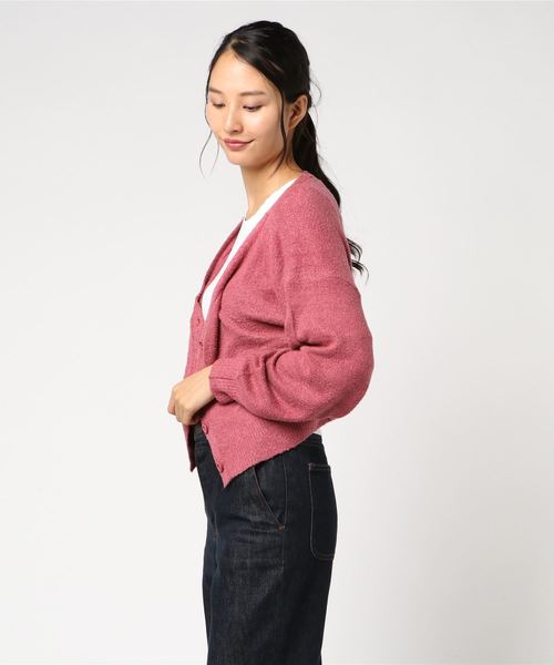 archives（アルシーヴ）の「フェザーVネックカーディガン（ニット/セーター・レディース・ブラック/ベージュ/グレー/オフホワイト/ピンク・MEDIUM）」の6枚目の写真