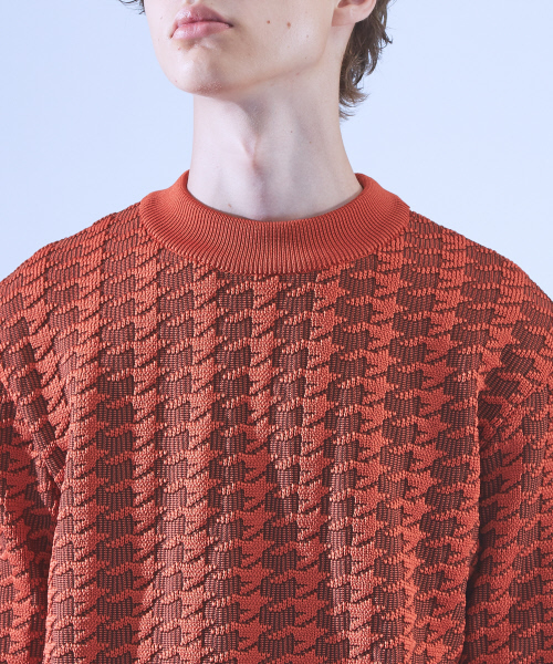 ABAHOUSE（アバハウス）の「ポリエステルジャガードモックネックニット（ニット/セーター・メンズ・ネイビー/ブラウン/オレンジ・44/46/48）」の7枚目の写真
