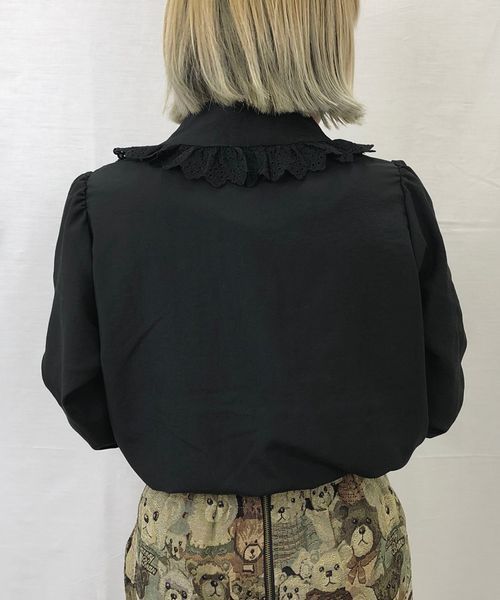 tiptop(ティップトップ)の「タック×レースBIG衿ブラウス(シャツ/ブラウス・レディース・ブラック/オフホワイト・FREE)」の3枚目の写真