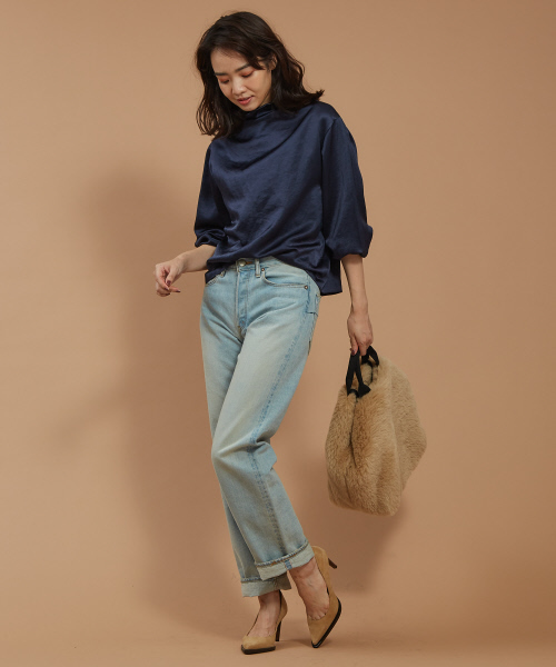 Abahouse Devinette（ドゥヴィネット）の「ドレープネックブラウス（シャツ/ブラウス・レディース・ベージュ/ネイビー・フリー）」の16枚目の写真