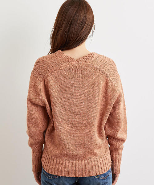 green label relaxing（グリーンレーベルリラクシング）の「[手洗い可能] CFC テンジク Vネック ニット（ニット/セーター・レディース・オリーブ/オレンジ/ナチュラル・FREE）」の4枚目の写真