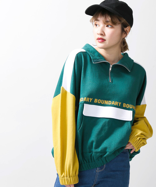 WEGO（ウィゴー）の「WEGO/アノラックロゴスウェット（スウェット・レディース・パープル/ネイビー/グリーン・FREE）」の2枚目の写真