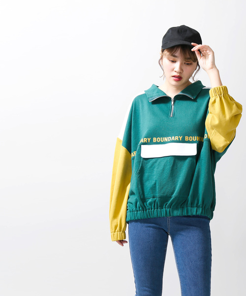 WEGO（ウィゴー）の「WEGO/アノラックロゴスウェット（スウェット・レディース・パープル/ネイビー/グリーン・FREE）」の11枚目の写真