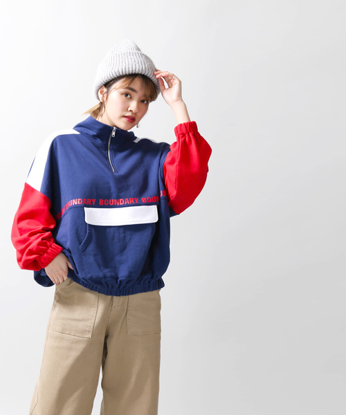 WEGO（ウィゴー）の「WEGO/アノラックロゴスウェット（スウェット・レディース・パープル/ネイビー/グリーン・FREE）」の12枚目の写真