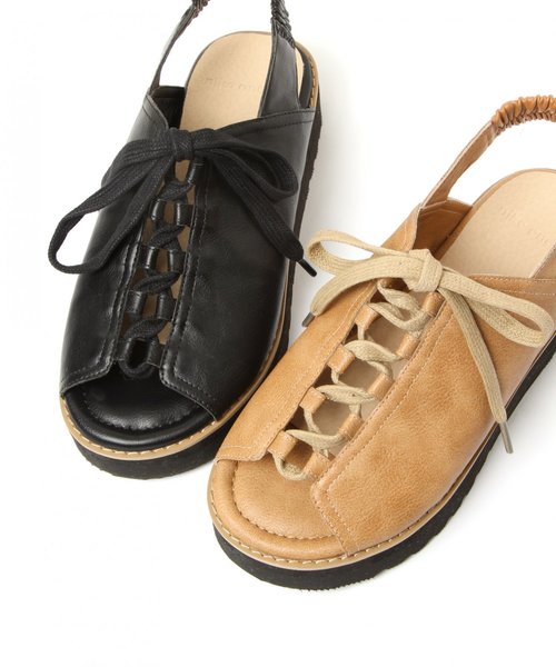 niko and...（ニコアンド）の「レースアップサンダル（サンダル・レディース・ブラック/ベージュ・SMALL/MEDIUM/LARGE）」の13枚目の写真