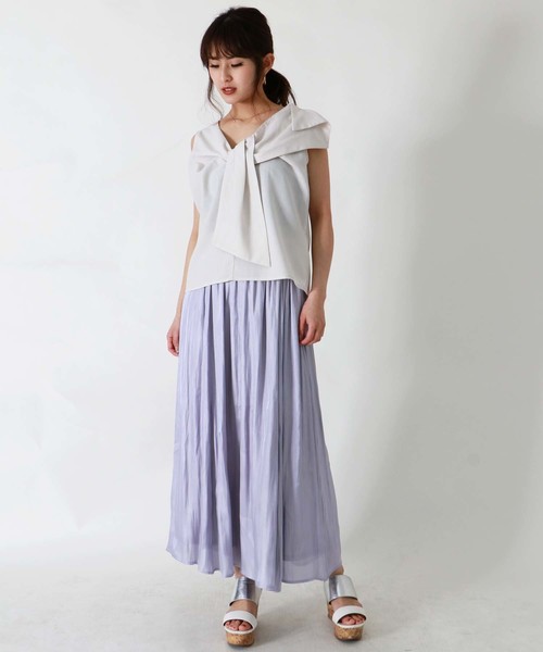 HER CLOSET(ハークローゼット)の「【HERCLOSET】前後2WAYツイストリボンノースリトップス(シャツ/ブラウス・レディース・アイボリー/ベージュ/ブラック/マスタード/カーキ/ブルー系その他・M)」の17枚目の写真