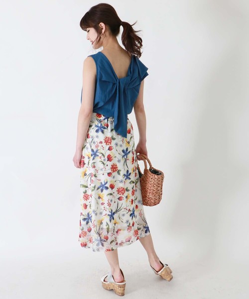HER CLOSET(ハークローゼット)の「【HERCLOSET】前後2WAYツイストリボンノースリトップス(シャツ/ブラウス・レディース・アイボリー/ベージュ/ブラック/マスタード/カーキ/ブルー系その他・M)」の12枚目の写真