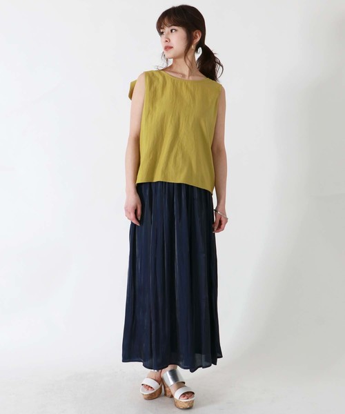 HER CLOSET(ハークローゼット)の「【HERCLOSET】前後2WAYツイストリボンノースリトップス(シャツ/ブラウス・レディース・アイボリー/ベージュ/ブラック/マスタード/カーキ/ブルー系その他・M)」の18枚目の写真