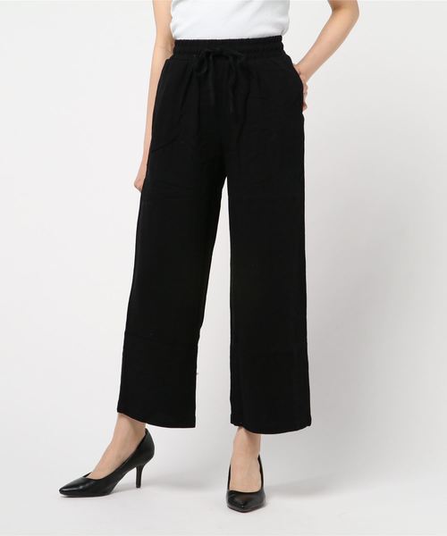 minius（ミニウス）の「麻混ワイドパンツ（その他パンツ・レディース・ブラック/ナチュラル・MEDIUM）」の2枚目の写真