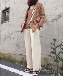麻混ワイドパンツ