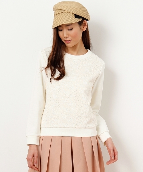 VIS（ビス）の「前身レース付裏毛プルオーバー（スウェット・レディース・グレー/ホワイト/ネイビー/グレー系その他/ホワイト系その他・MEDIUM）」の2枚目の写真