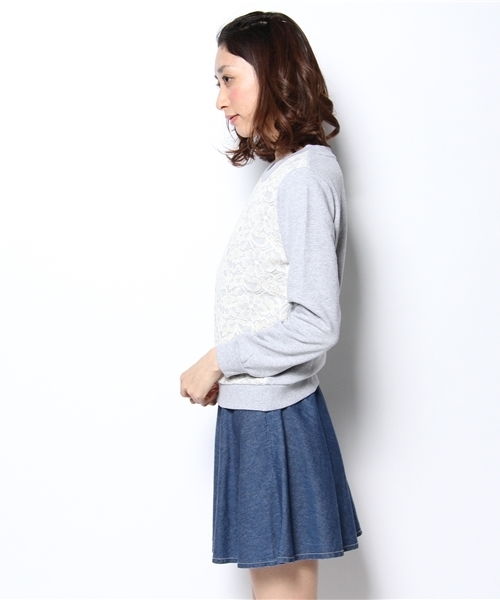 VIS（ビス）の「前身レース付裏毛プルオーバー（スウェット・レディース・グレー/ホワイト/ネイビー/グレー系その他/ホワイト系その他・MEDIUM）」の7枚目の写真