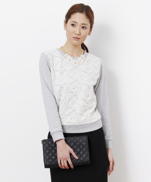 VIS（ビス）の「前身レース付裏毛プルオーバー（スウェット・レディース・グレー/ホワイト/ネイビー/グレー系その他/ホワイト系その他・MEDIUM）」の12枚目の写真