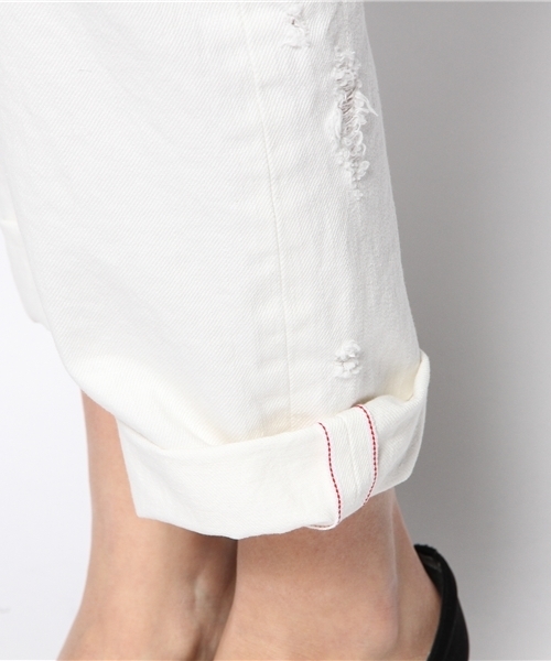 goa（ゴア）の「13OZ ホワイトデニムボーイズパンツ（デニムパンツ・レディース・ホワイト・1/2）」の3枚目の写真