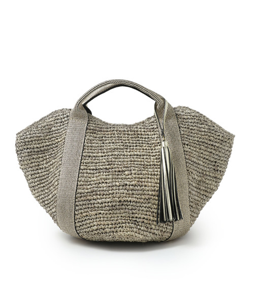 VIOLAd'ORO（ヴィオラドーロ）の「【VIOLAd'ORO】 ラフィアトートバッグ　V-8087 SANDRO（トートバッグ・レディース・ネイビー/ブラウン/シルバー/アイボリー/ゴールド・FREE）」の3枚目の写真