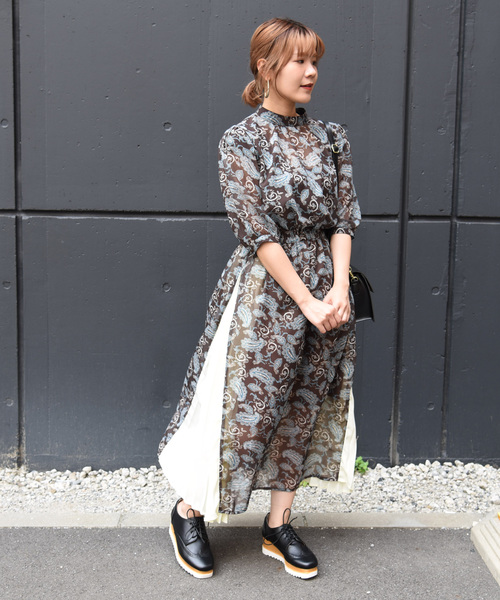 Sango Sango の ペイズリー柄プリーツ切替プチハイワンピース ワンピース Wear