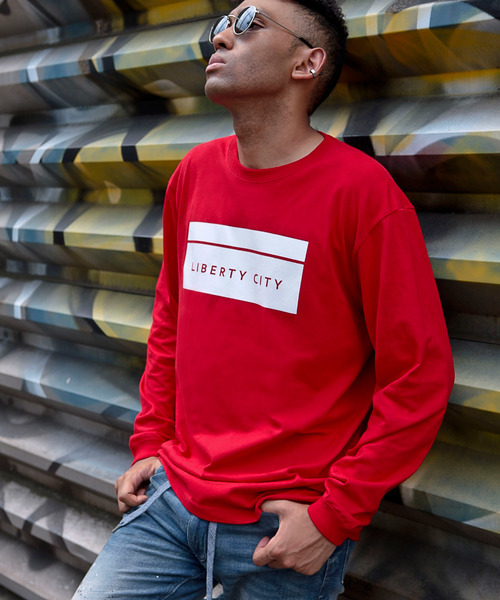 LIBERTY CITY（リバティシティ）の「【LIBERTY CITY/リバティーシティ】 [BOX LOGO] ロンT（Tシャツ/カットソー・メンズ・ホワイト/ブラック/レッド・2/4/3）」の3枚目の写真