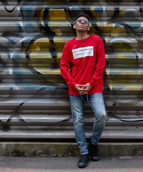 LIBERTY CITY（リバティシティ）の「【LIBERTY CITY/リバティーシティ】 [BOX LOGO] ロンT（Tシャツ/カットソー・メンズ・ホワイト/ブラック/レッド・2/4/3）」の7枚目の写真