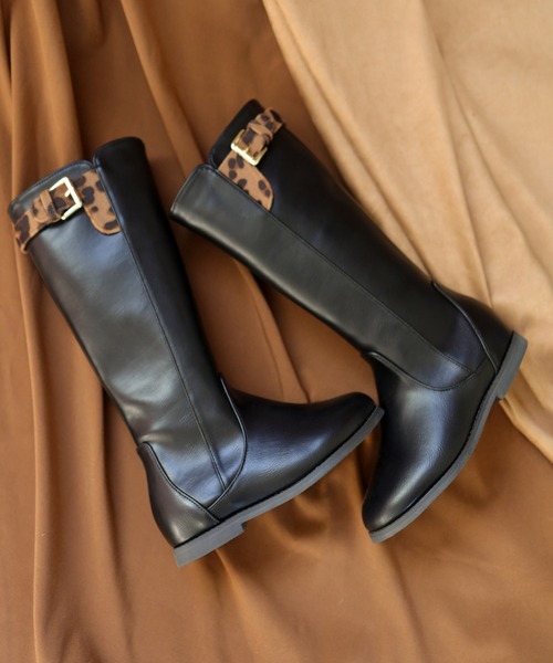 SESTO(セスト)の「ママとお揃い。キッズ用ジョッキーロングブーツ(ブーツ・キッズ・ブラック/ダークブラウン/キャメル/レオパード/パイソン・22.0cm/18.0cm/19.0cm/20.0cm/21.0cm)」の4枚目の写真