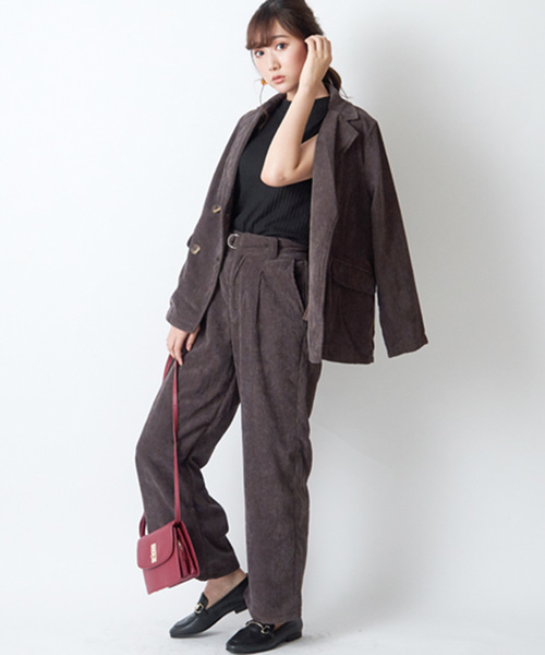 STYLEBLOCK(スタイルブロック)の「コーデュロイワイドパンツ(その他パンツ・レディース・ベージュ/キャメル/ブラウン/ブラック・M)」の2枚目の写真