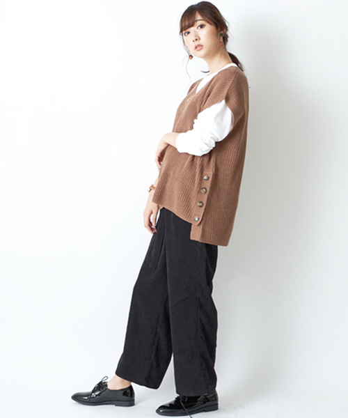 STYLEBLOCK(スタイルブロック)の「コーデュロイワイドパンツ(その他パンツ・レディース・ベージュ/キャメル/ブラウン/ブラック・M)」の1枚目の写真