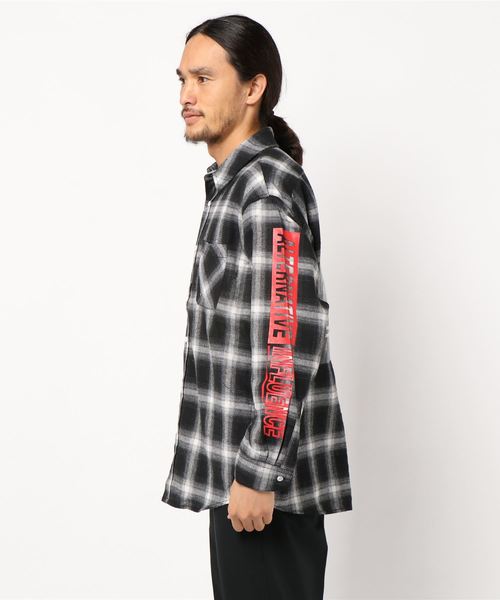 STYLEBLOCK(スタイルブロック)の「オンブレチェック転写フォトバックプリントルーズフィット ビッグシャツ(シャツ/ブラウス・メンズ・ブラック/レッド/ブルー・M/LL/L)」の4枚目の写真