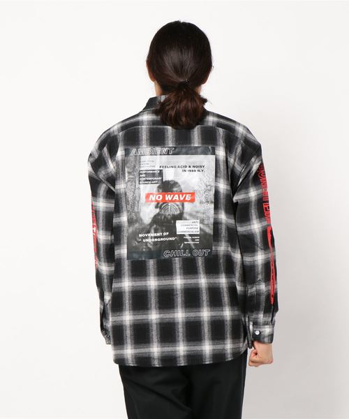 STYLEBLOCK(スタイルブロック)の「オンブレチェック転写フォトバックプリントルーズフィット ビッグシャツ(シャツ/ブラウス・メンズ・ブラック/レッド/ブルー・M/LL/L)」の5枚目の写真