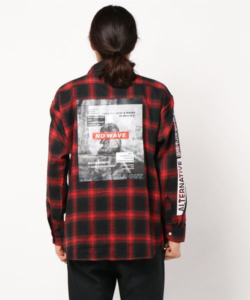 STYLEBLOCK(スタイルブロック)の「オンブレチェック転写フォトバックプリントルーズフィット ビッグシャツ(シャツ/ブラウス・メンズ・ブラック/レッド/ブルー・M/LL/L)」の6枚目の写真